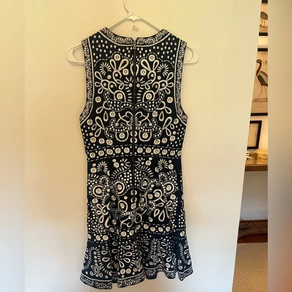 Alice + Olivia denim blue and white midi dress